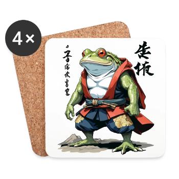 Samurai Frosch Vintage Ukiyo-e Stil Japan Kunst - Untersetzer (4er-Set) - Weiß - Vorne
