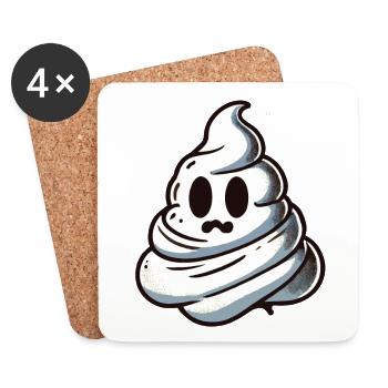 Funny poop pile feces ghost humorous - Coasters (set of 4) - white - Front