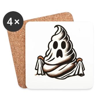 Funny poop pile feces ghost humorous - Coasters (set of 4) - white - Front