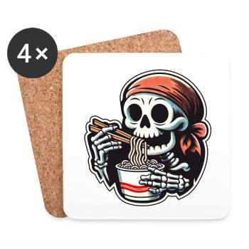 Skelett Ramen Nudeln für Gruselfilme Japanisches - Untersetzer (4er-Set) - Weiß - Vorne