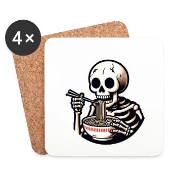 Skeleton Ramen Noodles for Horror Movies Japanese - Coasters (set of 4) - white - Front