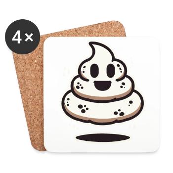 Drôle caca tas d’excréments fantôme humoristique - Dessous de verre (lot de 4) - blanc - Devant