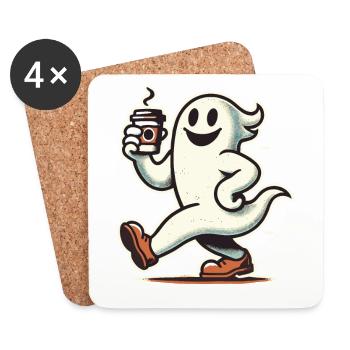 Amateurs de café Barista Ghost Funny Coffee - Dessous de verre (lot de 4) - blanc - Devant