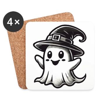Funny Witch Ghost Spooky Party - Coasters (set of 4) - white - Front