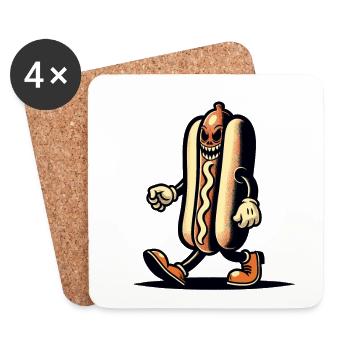 Creepy Hot Dog For Scary Movies Delicious Halloween - Coasters (set of 4) - white - Front