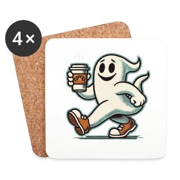 Amateurs de café Barista Ghost Funny Coffee - Dessous de verre (lot de 4) - blanc - Devant