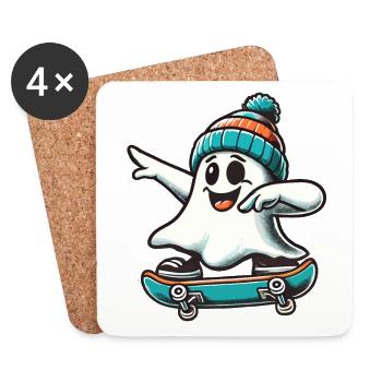 Skateboaring Dabbing Geist Skateboard Dab - Untersetzer (4er-Set) - Weiß - Vorne