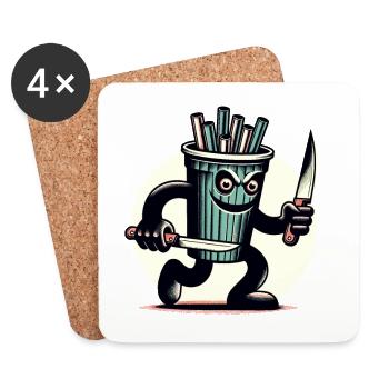 Scary Psycho Drinking Cup Drinks - Coasters (set of 4) - white - Front