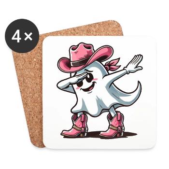 Cowboy Dabbing Geist Ghoul Dab Halloween - Untersetzer (4er-Set) - Weiß - Vorne