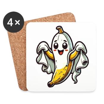 Lustige Geister Banane Boonana Gespenstische Party - Untersetzer (4er-Set) - Weiß - Vorne