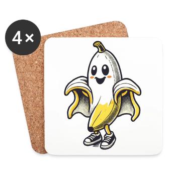 Lustige Geister Banane Boonana Gespenstische Party - Untersetzer (4er-Set) - Weiß - Vorne