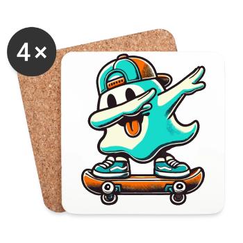 Skateboaring Dabbing Geist Skateboard Dab - Untersetzer (4er-Set) - Weiß - Vorne