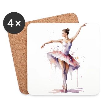 Anmutige Ballerina Aquarell - Tanzkunst - Untersetzer (4er-Set) - Weiß - Vorne