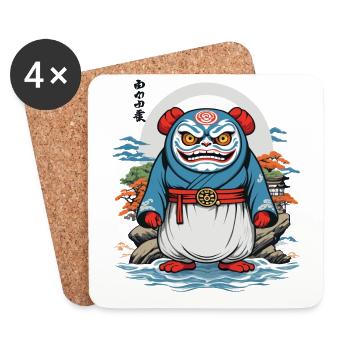 Japanischer Daruma Ästhetik Yokai Vintage - Untersetzer (4er-Set) - Weiß - Vorne