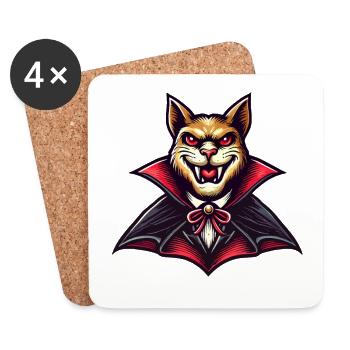Vampire Cat Funny Halloween Outfit - Coasters (set of 4) - white - Front