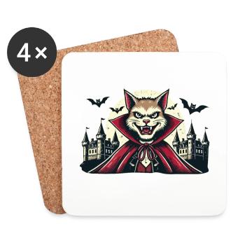 Chat vampire Chat d’Halloween mignon drôle - Dessous de verre (lot de 4) - blanc - Devant