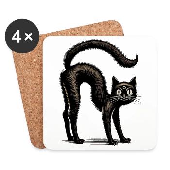 Chat Sorcière Noir Effrayant Extraordinaire - Dessous de verre (lot de 4) - blanc - Devant