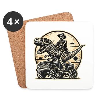 Dinosaur on Monster Truck Motorsport Lover - Coasters (set of 4) - white - Front