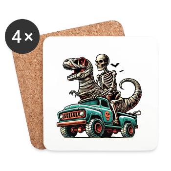 Dinosaur on Monster Truck Motorsport Lover - Coasters (set of 4) - white - Front