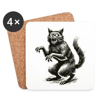 Terrible Chat Sorcière Chat d’horreur effrayant - Dessous de verre (lot de 4) - blanc - Devant
