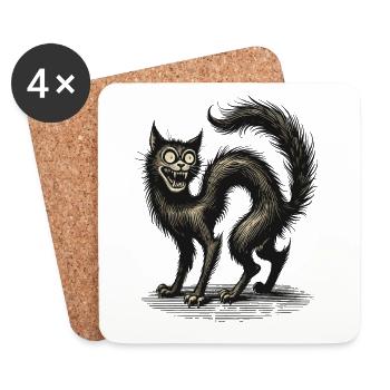 Magical Witch Cat Horrific Horror Cat - Coasters (set of 4) - white - Front