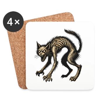 Magische Hexenkatze Entsetzliche Horror Katze - Untersetzer (4er-Set) - Weiß - Vorne