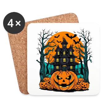 Spooky Haunted House Spooky Haunted Villa - Coasters (set of 4) - white - Front