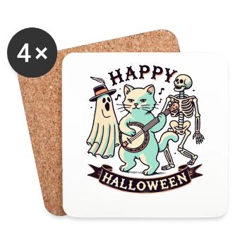 Happy Halloween Cat Funny Cats Party - Coasters (set of 4) - white - Front