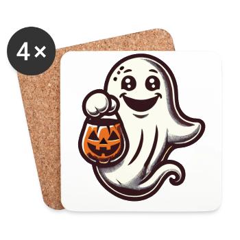 Mignon Halloween Ghost Trick Or Treat - Dessous de verre (lot de 4) - blanc - Devant