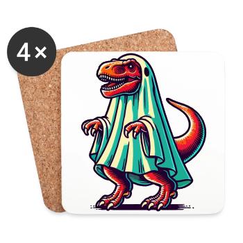 Mignon Dinosaure Fantôme Drôle T-Rex - Dessous de verre (lot de 4) - blanc - Devant