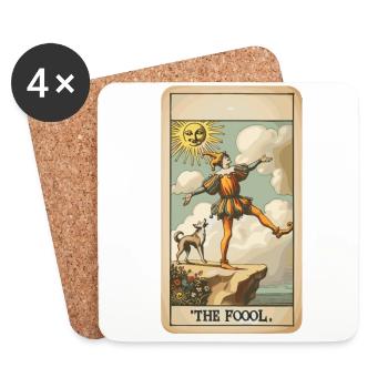 Carte de Tarot Design Le Fou Halloween Vintage - Dessous de verre (lot de 4) - blanc - Devant