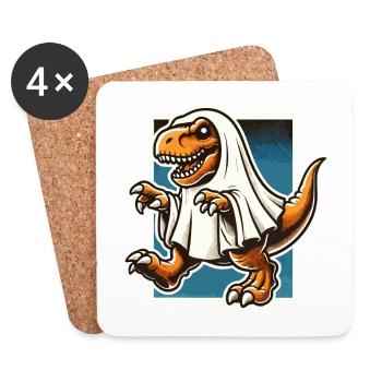 Mignon Dinosaure Fantôme Drôle T-Rex - Dessous de verre (lot de 4) - blanc - Devant