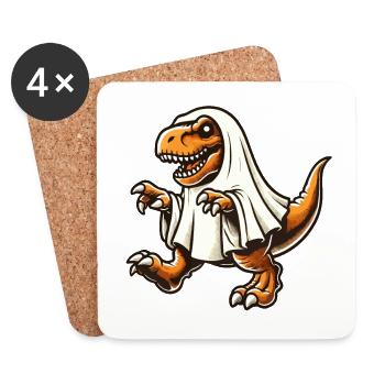Mignon Dinosaure Fantôme Drôle T-Rex - Dessous de verre (lot de 4) - blanc - Devant