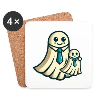 Papa Gespenst Vater mit Kind Lustiges Halloween - Untersetzer (4er-Set) - Weiß - Vorne