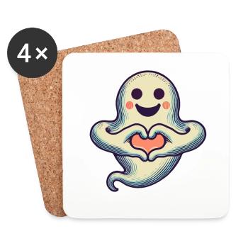 Mon Halloween Boo Mignon Amour Fantôme - Dessous de verre (lot de 4) - blanc - Devant