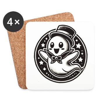 Funny Magician Ghost Cute Halloween - Coasters (set of 4) - white - Front