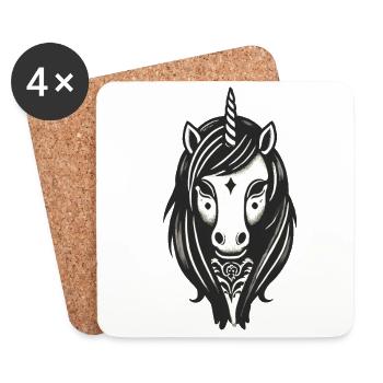 Creepy Gothic Unicorn Costume Idea Spooky Season - Coasters (set of 4) - white - Front
