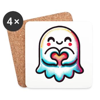 Mon Halloween Boo Mignon Amour Fantôme - Dessous de verre (lot de 4) - blanc - Devant