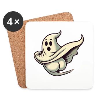 Lustiges Halloween Gespenst Freak Unterm Laken - Untersetzer (4er-Set) - Weiß - Vorne