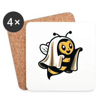 Funny Bee Ghost Cute Ghost Bee - Coasters (set of 4) - white - Front