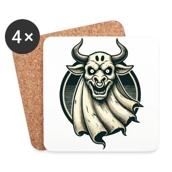 Creepy Cow Ghost Bull Sheet Costume Idea - Coasters (set of 4) - white - Front