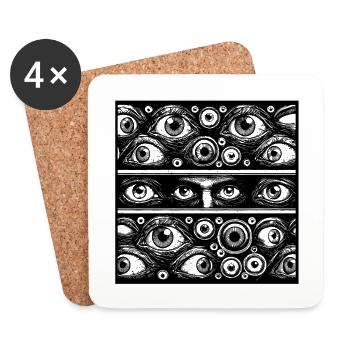 Gloomy Eyes Creepy Halloween Design - Coasters (set of 4) - white - Front