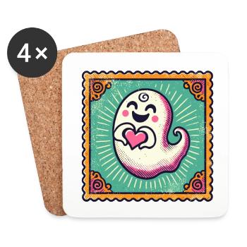 Mon Halloween Boo Mignon Amour Fantôme - Dessous de verre (lot de 4) - blanc - Devant