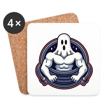 Bodybuilding Ghost Funny Gym Ghost - Coasters (set of 4) - white - Front