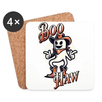 Drôle de fantôme de cow-boy dit Boo Haw Halloween - Dessous de verre (lot de 4) - blanc - Devant