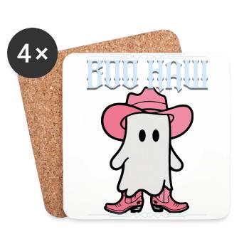 Un fantôme de cow-boy mignon dit Boo Haw - Dessous de verre (lot de 4) - blanc - Devant