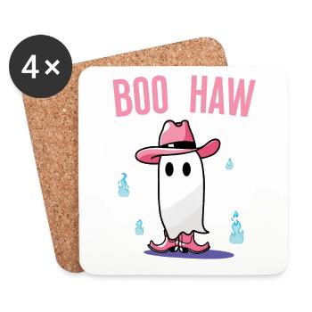 Un fantôme de cow-boy mignon dit Boo Haw - Dessous de verre (lot de 4) - blanc - Devant