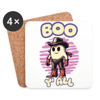 Boo y'all Cowboy Gespenster Gute Laune Gespenster - Untersetzer (4er-Set) - Weiß - Vorne