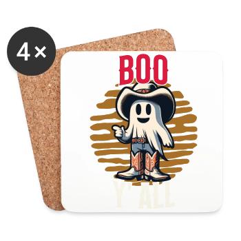 Boo Y'all Cowboy Gespenster Gute Laune Gespenster - Untersetzer (4er-Set) - Weiß - Vorne