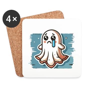 Sad Ghost Cute Weeping Ghosts - Coasters (set of 4) - white - Front